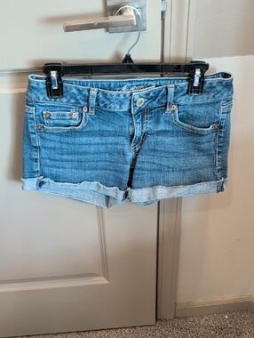 American Eagle Outfitters Light Blue Rolled-Hem Denim Shorts